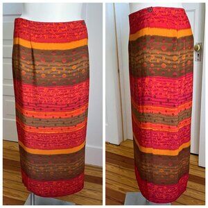 90s Orange rayon skirt